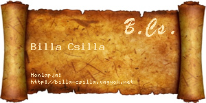 Billa Csilla névjegykártya